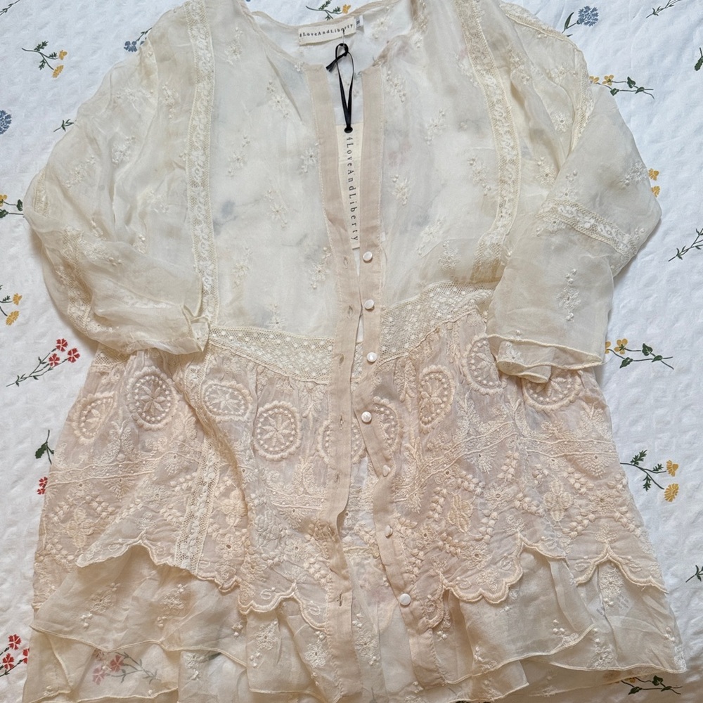 Love and Liberty Cream Lace Blouse